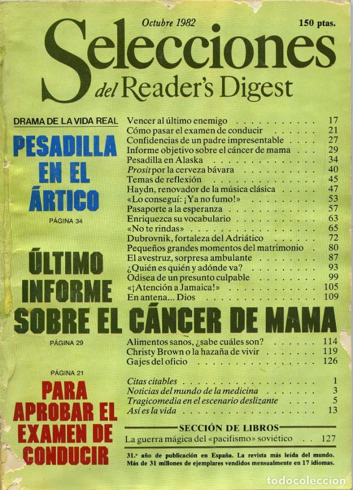 Coleccionismo de Revistas y Peri&oacute;dicos: REVISTA SELECCIONES DEL READER`S DIGEST. Octubre 1982. Pp. 160