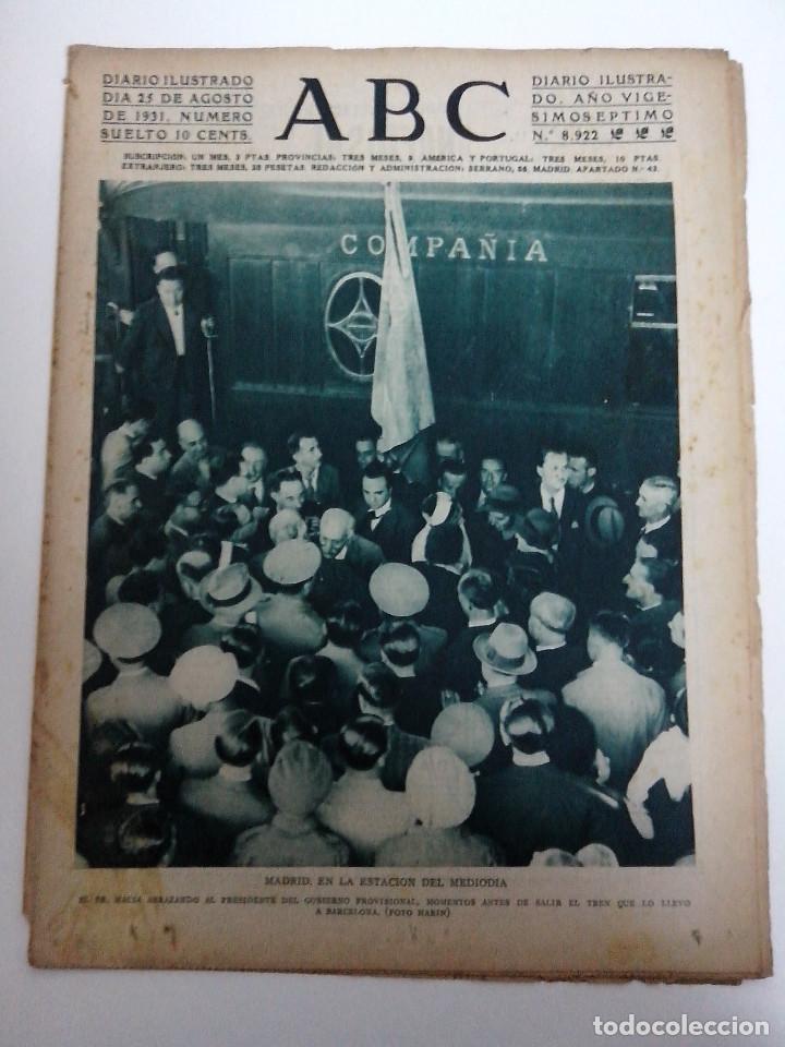 Coleccionismo de Revistas y Peri&oacute;dicos: ABC DIARIO ILUSTRADO A&Ntilde;O VIGESIMOSEPTIMO 25 AGOSTO 1931 N&ordm; 8922