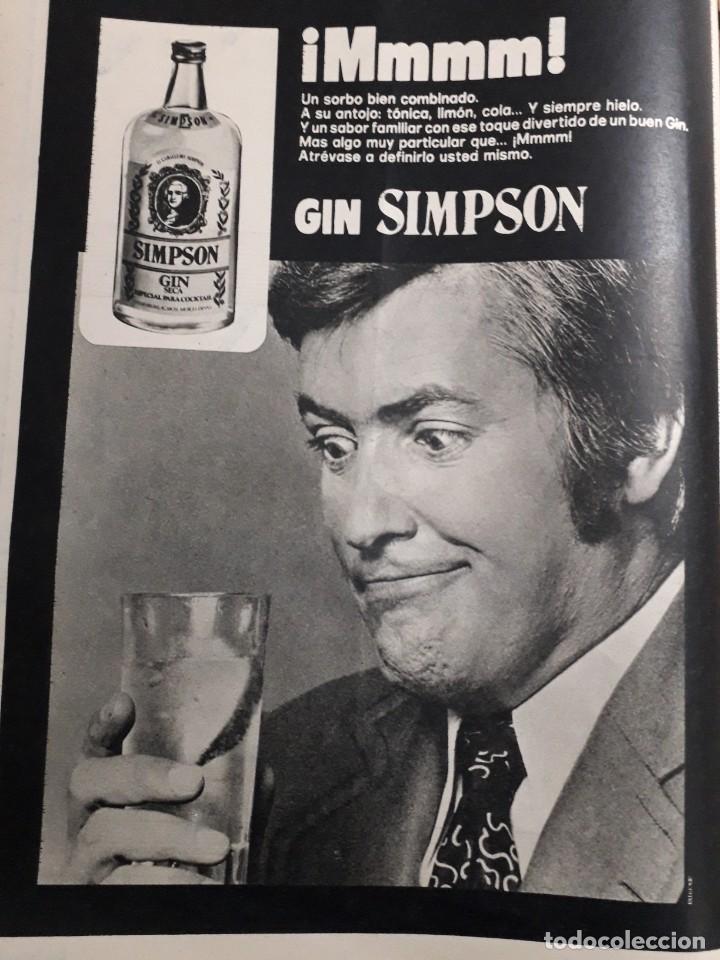 Coleccionismo de revistas y peri&oacute;dicos: PUBLICIDAD GINEBRA SIMPSON. GRAN TAMA&Ntilde;O 26X34 CM. EXTRAIDO DE TRIUNFO DICIEMBRE 1974