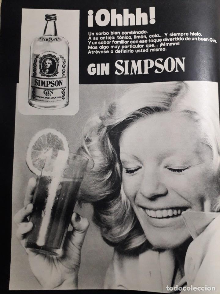 Coleccionismo de revistas y peri&oacute;dicos: PUBLICIDAD GINEBRA SIMPSON. GRAN TAMA&Ntilde;O 26X34 CM. EXTRAIDO DE TRIUNFO, 1974