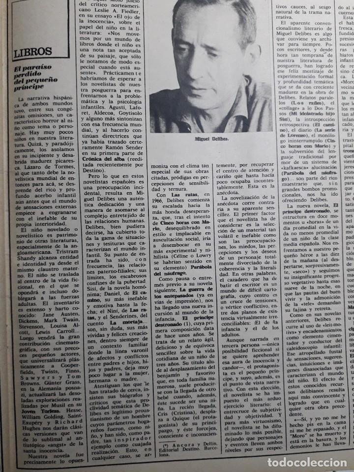 Coleccionismo de Revistas y Peri&oacute;dicos: CRITICA DE EL PRINCIPE DESTRONADO DE MIGUEL DELIBES. RECORTE DE TRIUNFO,DICIEMBRE 1974