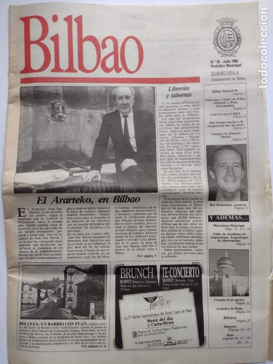Coleccionismo de Revistas y Peri&oacute;dicos: PERIODICO MUNICIPAL BILBAO N&ordm; 30 EL ARARTEKO EN BILBAO - BOLUETA UN BARRIO CON PLAN