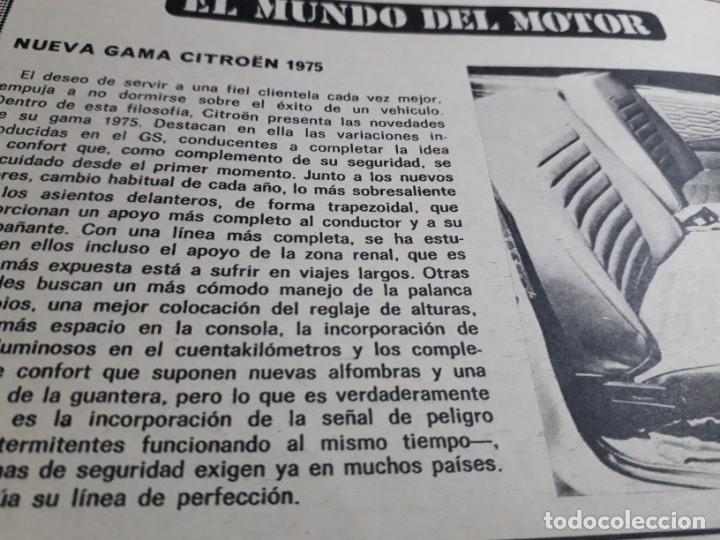 Coleccionismo de Revistas y Peri&oacute;dicos: PUBLIREPORTAJE PRESENTACION NUEVA GAMA DE CITROEN GS. RECORTE DE TRIUNFO NOVIEMBRE 1974