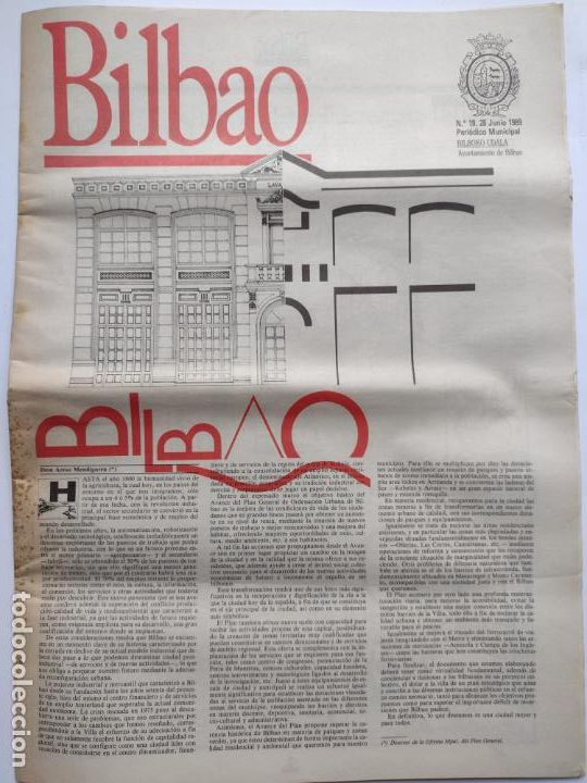 Coleccionismo de Revistas y Peri&oacute;dicos: PERIODICO MUNICIPAL BILBAO N&ordm; 19 JUNIO 1989