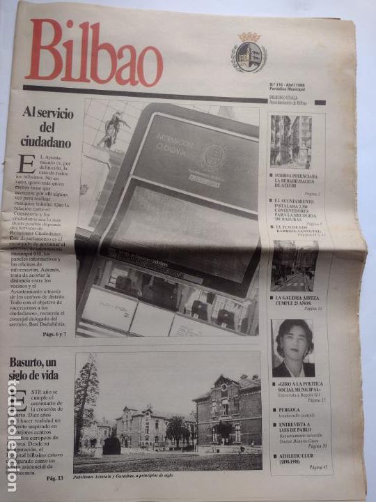 Coleccionismo de Revistas y Peri&oacute;dicos: PERIODICO MUNICIPAL BILBAO N&ordm; 115 ABRIL 1998 - AL SERVICIO DEL CIUDADANO- BASURTO UN SIGLO DE VIDA