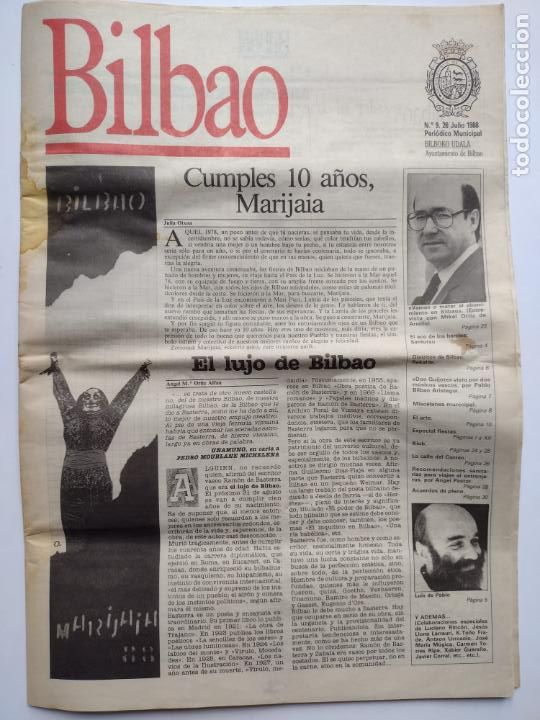Coleccionismo de Revistas y Peri&oacute;dicos: PERIODICO MUNICIPAL BILBAO N&ordm; 9 - JULIO 1988 - MARI JAIA 10 A&Ntilde;OS - EL LUJO