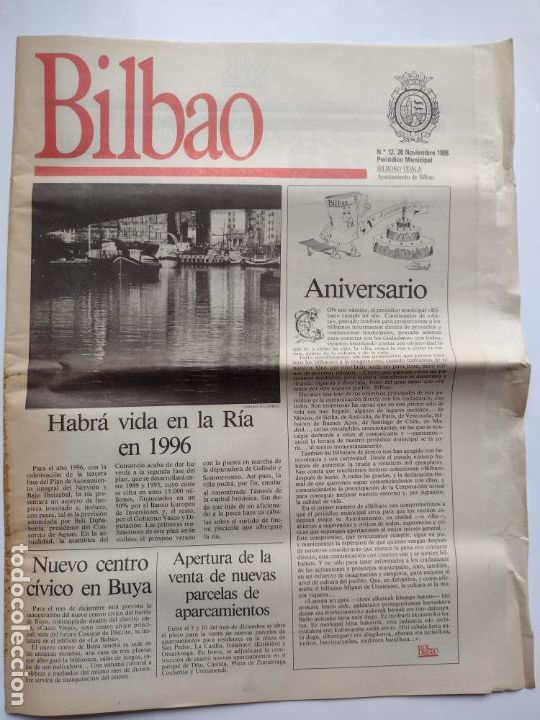 Coleccionismo de Revistas y Peri&oacute;dicos: PERIODICO MUNICIPAL BILBAO N&ordm; 12 - noviembre 1988 - habr&aacute; vida en la r&iacute;a en 1996