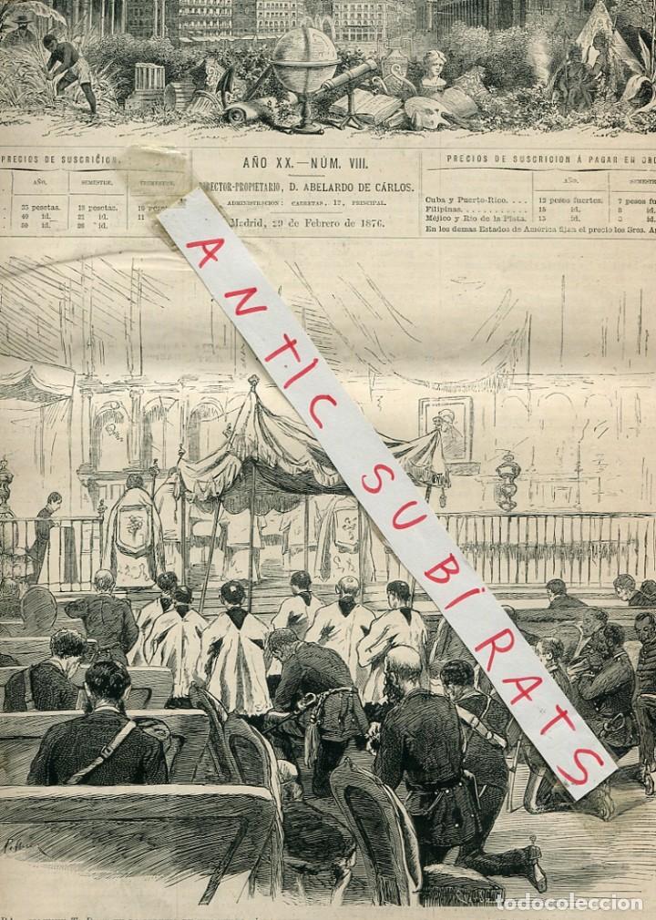 Collection Magazines and Newspapers: REVISTA A&Ntilde;O 1876 EL REY EN LA IGLESIA DE SAN PEDRO EN VERGARA APERTURA DE LAS CORTES CONGRESO