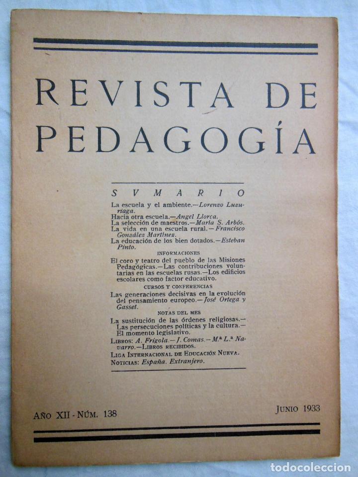 Collezionismo di Riviste e Giornali: Revista de Pedagog&iacute;a. A&ntilde;o XII N&ordm; 138. Junio 1933