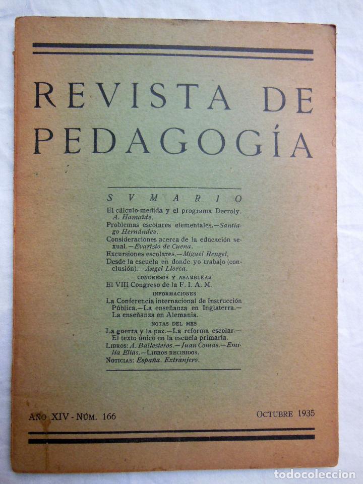 Collezionismo di Riviste e Giornali: Revista de Pedagog&iacute;a. A&ntilde;o XIV. N&ordm; 166. Octubre 1935