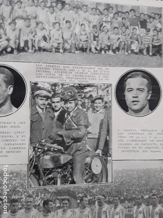 Collezionismo di Riviste e Giornali: F.ARANDA VENCEDOR EN LAS CARRERAS DE SIDECARS CAMPEONATO CATALU&Ntilde;A / ARENAS DE GUECHO FUTBOL 1933