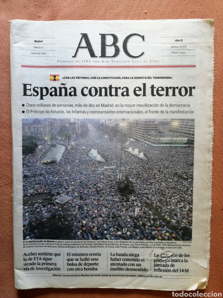 Coleccionismo de Revistas y Peri&oacute;dicos: PERIODICO - ABC 2004 - ESPA&Ntilde;A CONTRA EL TERROR. EL ENVIO ESTA INCLUIDO.
