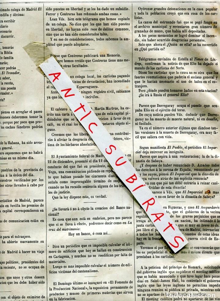 Collezionismo di Riviste e Giornali: SEMANARIO A&Ntilde;O 1874 TERCERA GUERRA CARLISTA EN ESPARRAGUERA CAFE EN MANRESA VILAFRANCA DEL PENEDES