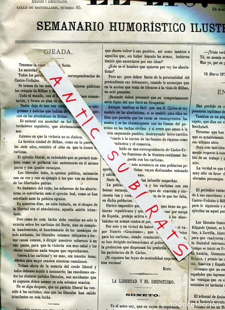 Coleccionismo de Revistas y Peri&oacute;dicos: SEMANARIO A&Ntilde;O 1874 TERCERA GUERRA CARLISTA EN CASTRO URDIALES OROQUIETA BAYONA AGREDA SEGORBE