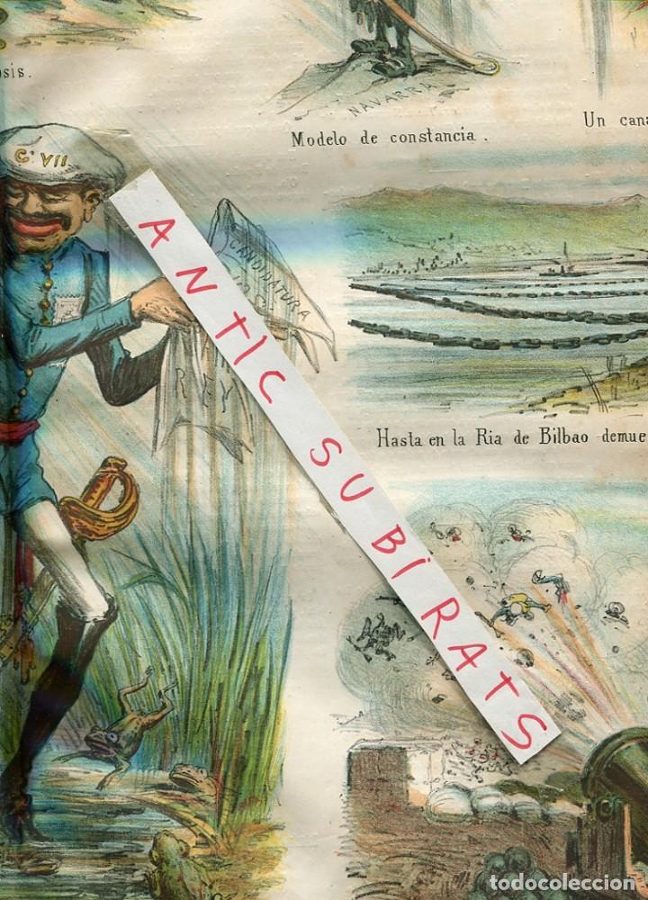 Collezionismo di Riviste e Giornali: SEMANARIO A&Ntilde;O 1874 TERCERA GUERRA CARLISTA EN BILBO CURA SANTA CRUZ CARICATURA DE CARLOS VII