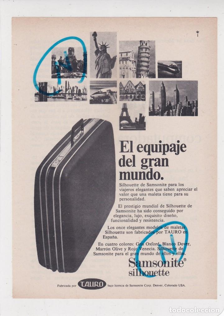 Coleccionismo de Revistas y Peri&oacute;dicos: PUBLICIDAD 1970. ANUNCIO MALETAS SILHOUETTE DE SAMSONITE. TAURO