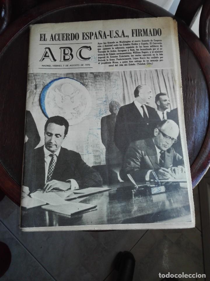 Coleccionismo de Revistas y Peri&oacute;dicos: ABC MADRID viernes 7 de agosto de 1970 el acuerdo Espa&ntilde;a USA firmado