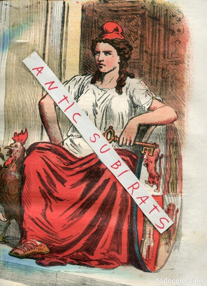 Colecionismo de Revistas e Jornais: SEMANARIO A&Ntilde;O 1874 CARICATURA DE LA REPUBLICA ESPA&Ntilde;OLA DELANTE LOS POLITICOS REYES EUROPEOS
