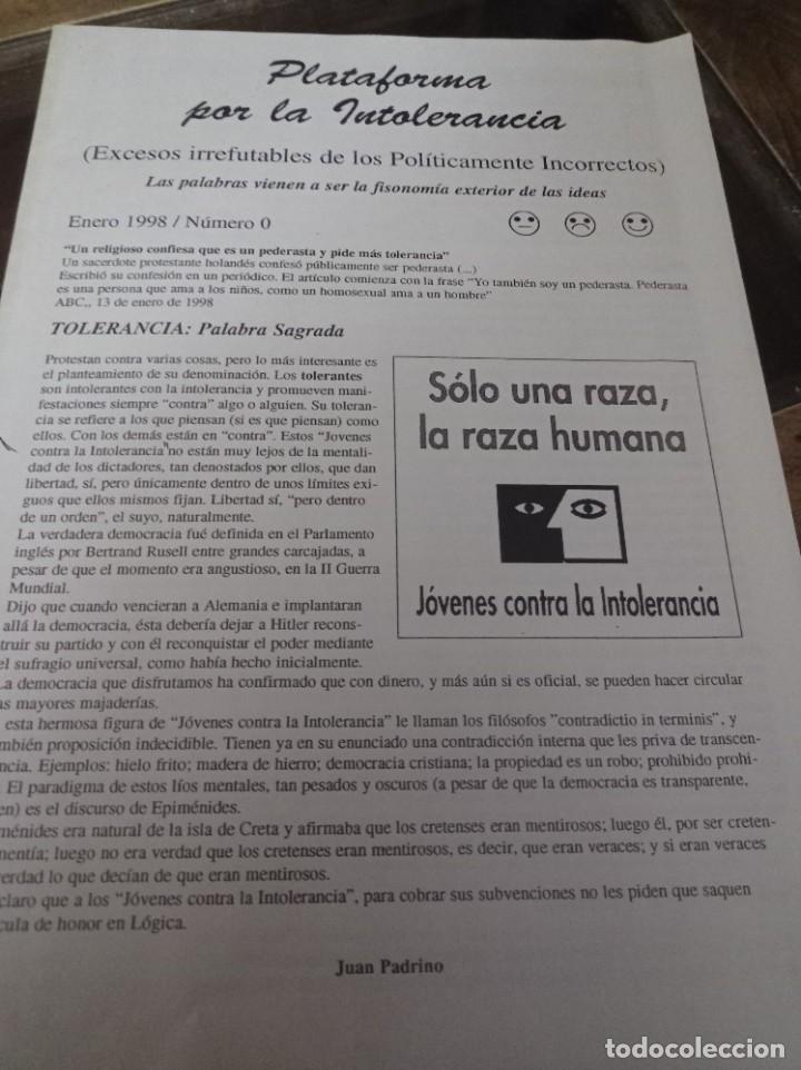 Coleccionismo de revistas y peri&oacute;dicos: PLATAFORMA POR LA INTOLERANCIA NUMERO 0 ENERO 1998 REF. UR EST