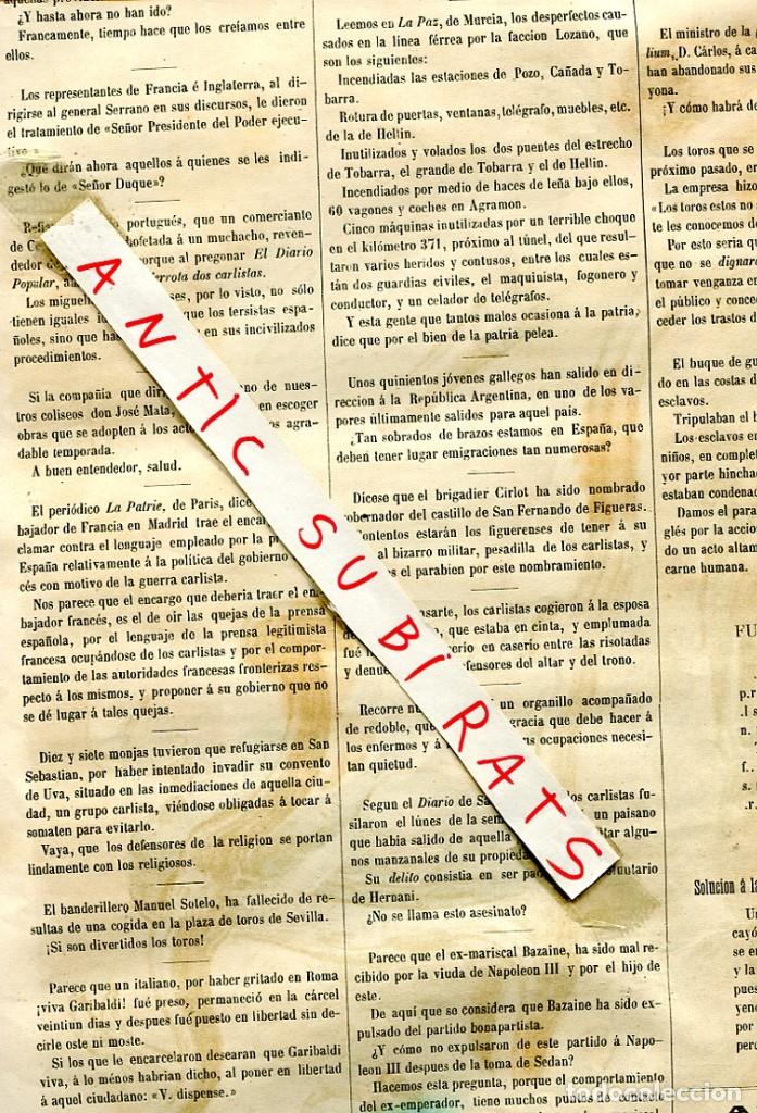 Coleccionismo de revistas y peri&oacute;dicos: REVISTA A&Ntilde;O 1874 TERCERA GUERRA CARLISTA EN LASARTE CIRLOT SANTANDER EMIGRACION GALLEGOS A ARGENTINA
