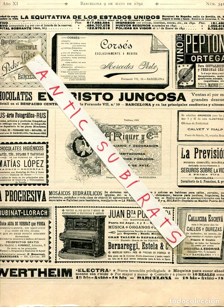 Coleccionismo de Revistas y Peri&oacute;dicos: REVISTA A&Ntilde; 1892 MOSAICOS HIDRAULICOS ORSOLA LA PROGRESIVA HIPOFOSFITOS VALLES SAL DE AGRAZ ANIS MONO