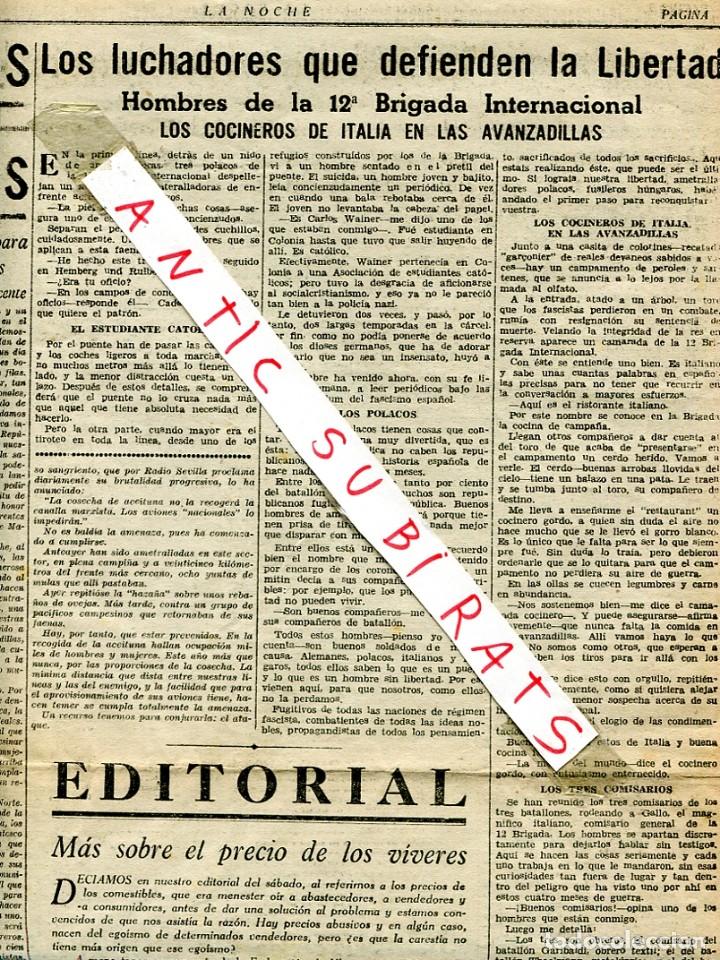 Coleccionismo de Revistas y Peri&oacute;dicos: LA NOCHE A&Ntilde;O 1936 GUERRA CIVIL 12 BRIGADA INTERNACIONAL POLACOS ITALIANOS A FAVOR DE LA REPUBLICA