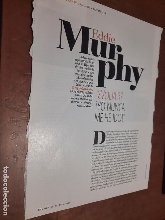 Collection Magazines and Newspapers: EDDIE MURPHY 6 P&Aacute;GINAS. ART&Iacute;CULO EXTRAIDO DE UNA REVISTA. BUEN ESTADO.