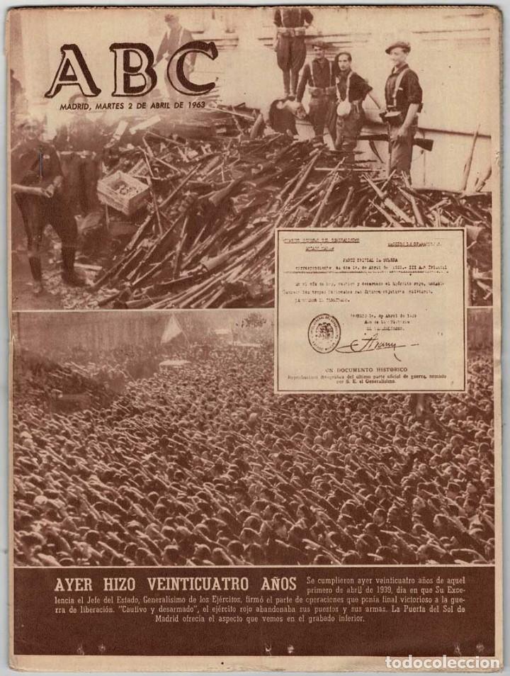 Coleccionismo de Revistas y Peri&oacute;dicos: Peri&oacute;dico ABC 2 abril 1963. Ayer hizo veinticuatro a&ntilde;os