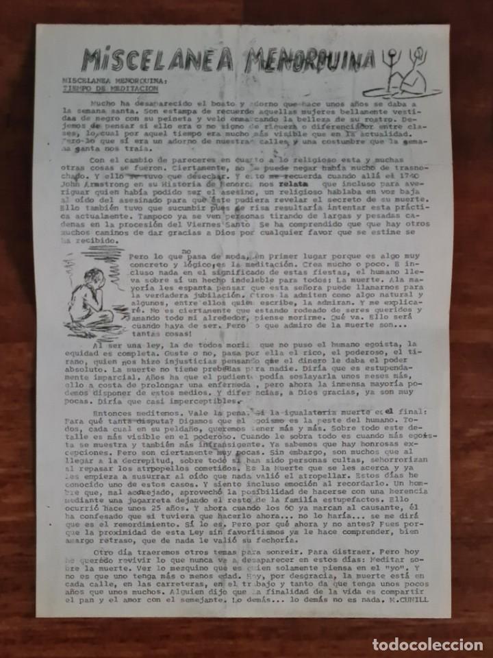 Coleccionismo de revistas y peri&oacute;dicos: MISCEL&Aacute;NEA MENORQUINA, POR MATEO CUNILL. (MENORCA 1.8)