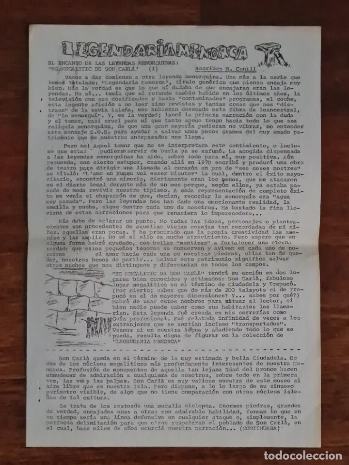 Coleccionismo de revistas y peri&oacute;dicos: EL ENCANTO DE LAS LEYENDAS MENORQUINAS: &rdquo;ES MEGALITIC DE SON CARLA&rdquo; POR MATEO CUNILL. (MENORCA 1.8)