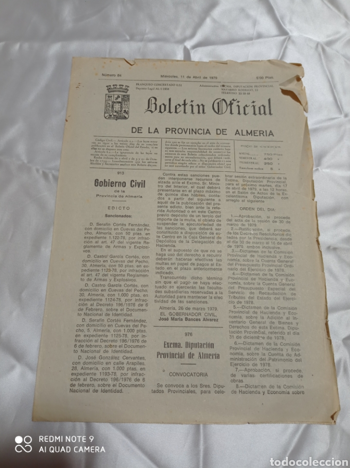 Coleccionismo de revistas y peri&oacute;dicos: BOLET&Iacute;N OFICIAL DE LA PROVINCIA DE ALMER&Iacute;A 11ABRIL 1979