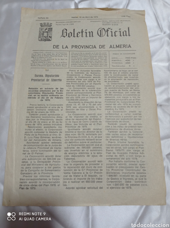 Coleccionismo de revistas y peri&oacute;dicos: BOLET&Iacute;N DE LA PROVINCIA DE ALMER&Iacute;A 10 ABRIL 1979