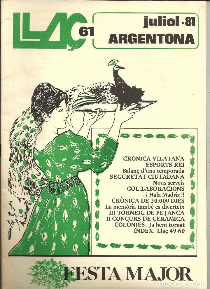 Collezionismo di Riviste e Giornali: ARGENTONA, REVISTA BUTLLET&Iacute; LLA&Ccedil; D' AMISTAT, N&ordm; 61 - JULIOL 1981