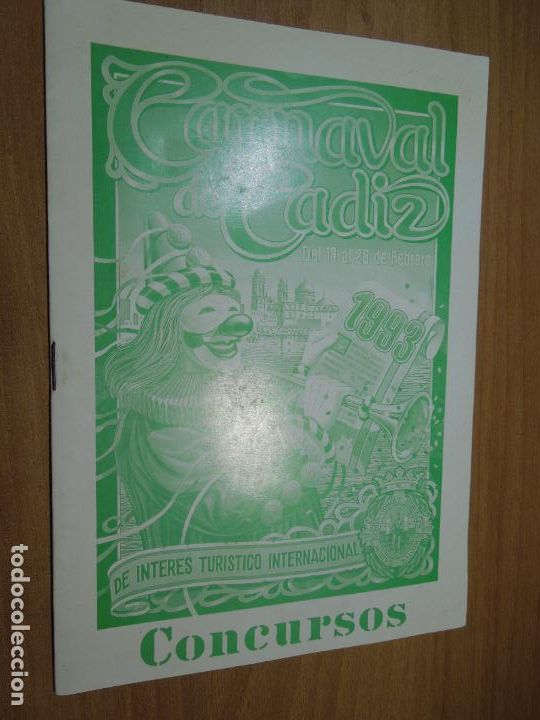 Coleccionismo de Revistas y Peri&oacute;dicos: CARNAVAL DE CADIZ 1993 - CONCURSOS DE INVESTIGACION CARNAVALESCA - AYTO CADIZ