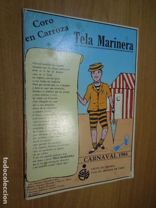Coleccionismo de Revistas y Peri&oacute;dicos: CORO EN CARROZA - TELA MARINERA - CARNAVAL 1984 - CAJA AHORROS CADIZ