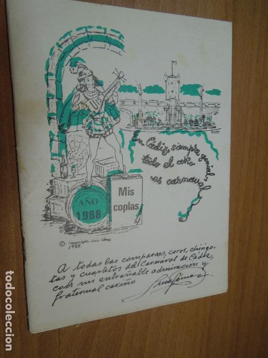 Coleccionismo de Revistas y Peri&oacute;dicos: MIS COPLAS - A&Ntilde;O 1988 -CARNAVAL DE CADIZ - LUIS GOMEZ GUTIERREZ