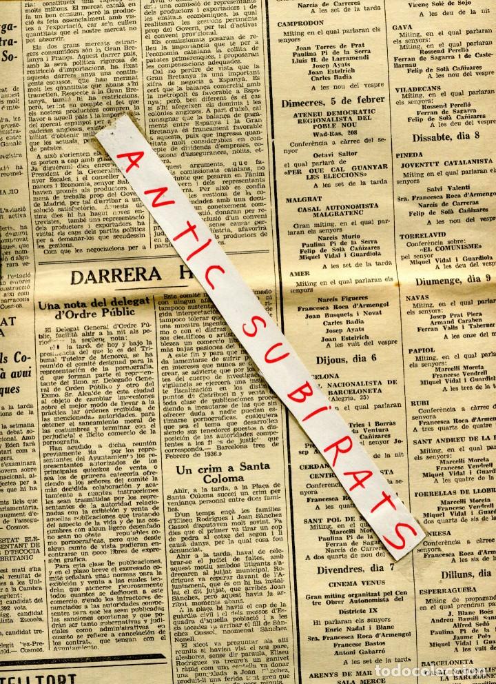 Coleccionismo de revistas y peri&oacute;dicos: DIARI 1936 CRIM A SANTA COLOMA SANAHUJA BLANES CARDEDEU SANTA BARBARA REUS MOBLES LOPEZ