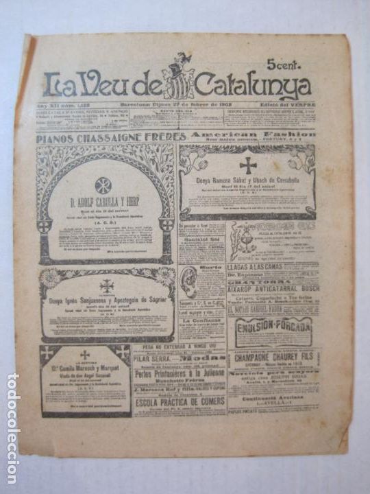 Collection Magazines and Newspapers: LA VEU DE CATALUNYA-PUBLICITAT ANTIGA-VEURE FOTOS-(K-5258)
