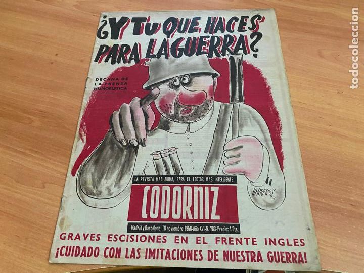 Coleccionismo de Revistas y Peri&oacute;dicos: LA CODORNIZ N&ordm; 783 PORTADA HERREROS. 18 NOVIEMBRE 1956 (COD2)