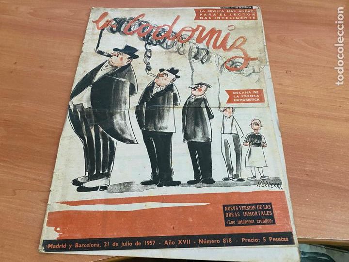 Coleccionismo de Revistas y Peri&oacute;dicos: LA CODORNIZ N&ordm; 818 PORTADA HERREROS. 21 JULIO 1957 (COD2)