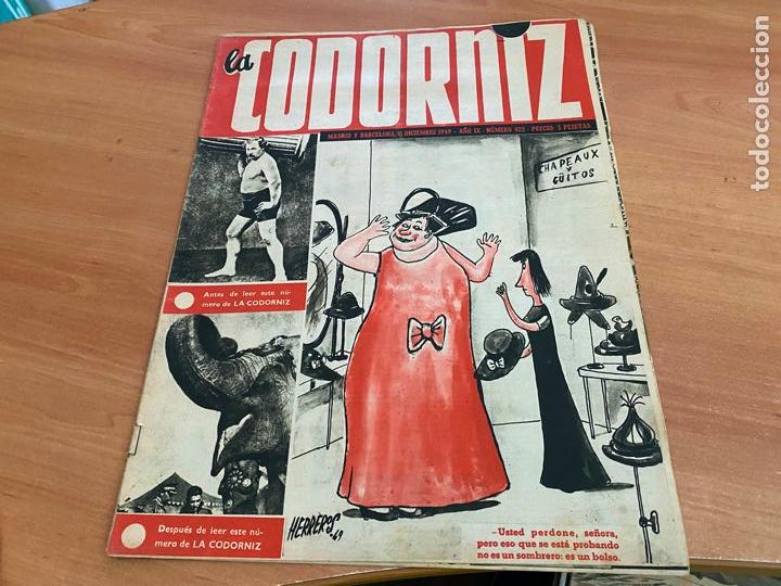 Coleccionismo de Revistas y Peri&oacute;dicos: LA CODORNIZ N&ordm; 422 PORTADA HERREROS. 11 DICIEMBRE 1949 (COD2)