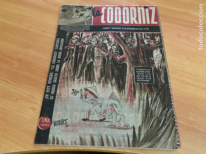 Coleccionismo de Revistas y Peri&oacute;dicos: LA CODORNIZ N&ordm; 172 PORTADA HERREROS. 19 NOVIEMBRE 1944 (COD2)