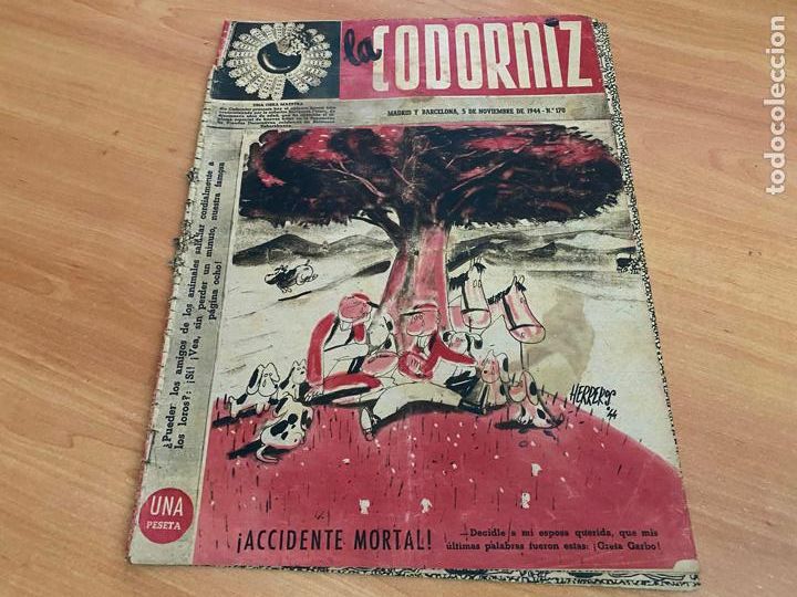 Coleccionismo de Revistas y Peri&oacute;dicos: LA CODORNIZ N&ordm; 170 PORTADA HERREROS. 5 NOVIEMBRE 1944 (COD2)