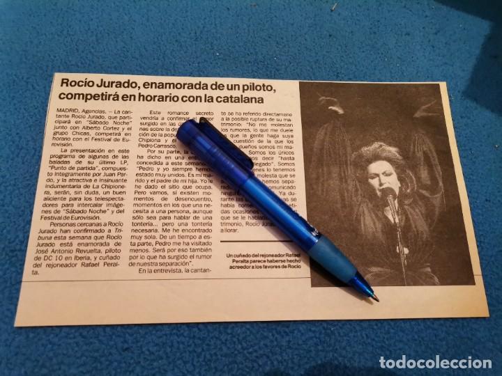 Coleccionismo de Revistas y Peri&oacute;dicos: ROC&Iacute;O JURADO ENAMORADA DE UN PILOTO RECORTE PERIODICO A&Ntilde;O 1989