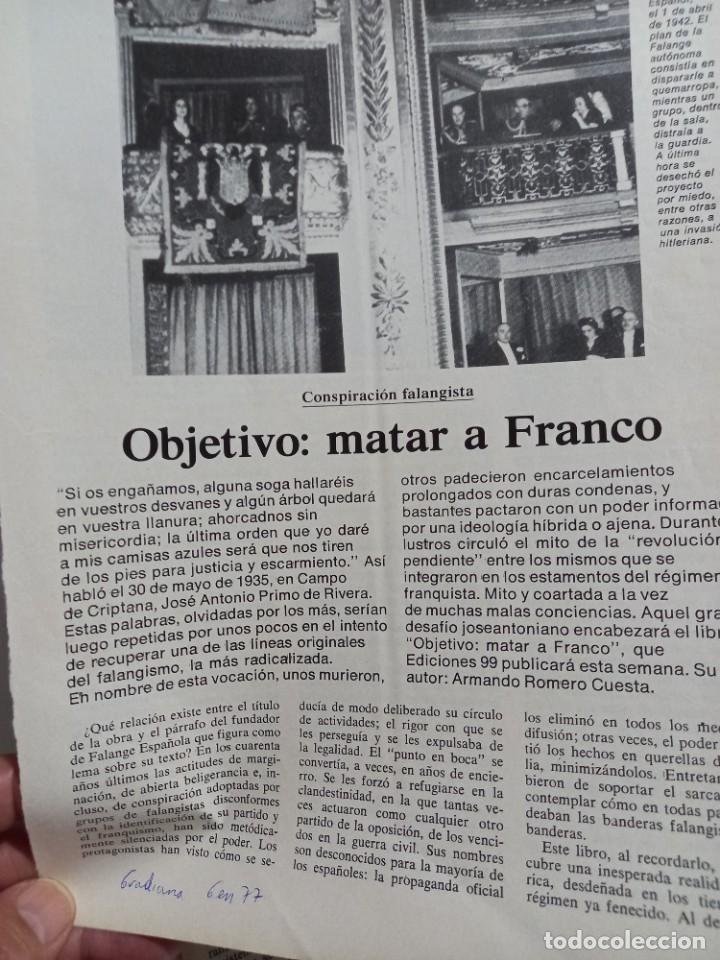Collection Magazines and Newspapers: 1941. CONSPIRACION FALANGISTA DE MATAR A FRANCO. RECORTE 5 PAGINAS REVISTA GUADIANA ENERO 1977