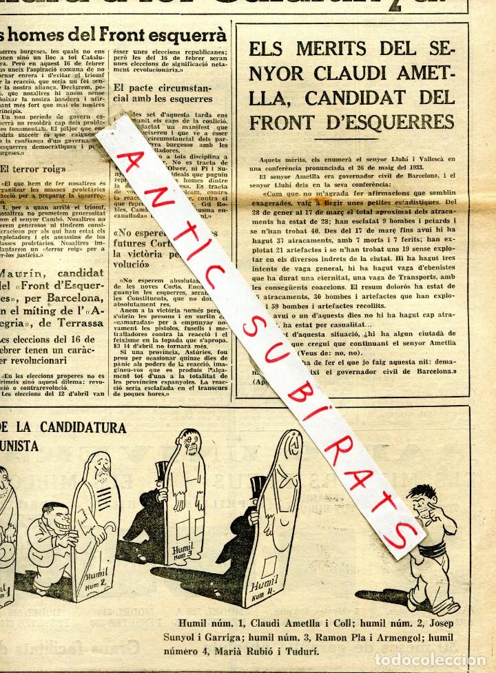 Coleccionismo de Revistas y Peri&oacute;dicos: PERIODICO A&Ntilde;O 1936 CARICATURAS POLITICAS CLAUDI AMETLLA ANDREU NIN JOSEP SUNYOL PLA ARMENGOL RUBIO
