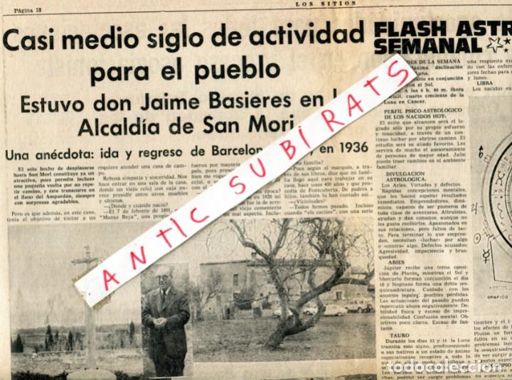 Coleccionismo de Revistas y Peri&oacute;dicos: PERIODICO ENTERO A&Ntilde;O 1975 JAIME BASIERES ALCALDE DE SAN MORI SANT LA ESCALA VILADEMAT