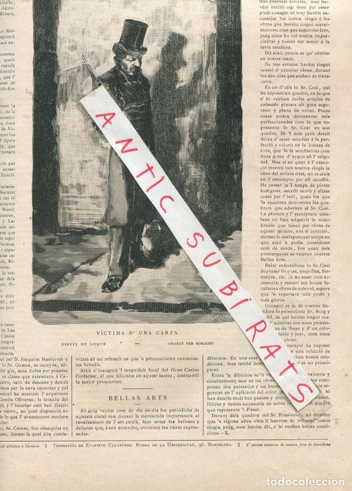 Coleccionismo de Revistas y Peri&oacute;dicos: REVISTA A&Ntilde;O 1880 VIRGINIA MARINI CUSI CRITIA AL PINTOR SANTIAGO RUSI&Ntilde;OL POR SU POCA SEGURIDAD