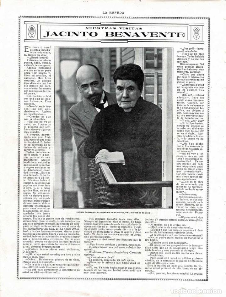 Coleccionismo de Revistas y Peri&oacute;dicos: Nuestras visitas. Jacinto Benavente (recorte revista) - El Caballero Audaz