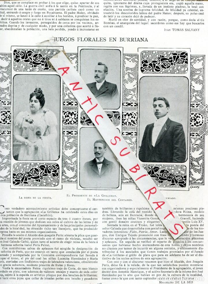 Collezionismo di Riviste e Giornali: REVISTA A&Ntilde;O 1901 JUEGOS FLORALES EN BURRIANA A. MAS FONTDEVILA EMILIO SALA ALVAREZ DUMONT